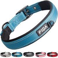 Fida Padded Dog Collar, Metal Belt Buckle Dog Collar with Double-Layer Webbing, Heavy Duty Collar for Small Dogs, Blue Small (28cm-37cm) Blue