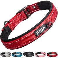 Fida Padded Dog Collar, Metal Belt Buckle Dog Collar with Double-Layer Webbing, Heavy Duty Collar for Medium Dogs, Red Medium (37cm-48cm) Red