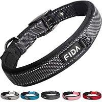 Fida Padded Dog Collar, Metal Belt Buckle Dog Collar with Double-Layer Webbing, Heavy Duty Collar for Small Dogs, Black Small (28cm-37cm) Black