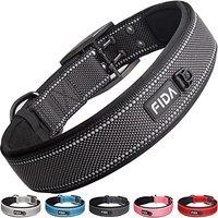 Fida Padded Dog Collar, Metal Belt Buckle Dog Collar with Double-Layer Webbing, Heavy Duty Collar for XLarge Dogs, Black XLarge (57cm-67cm) Black