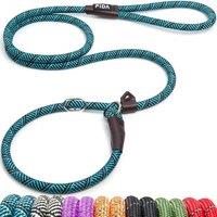 Fida Slip Rope Dog Lead | 1.8m, One-Size-Fits-All, Slip-On Rope Leash. Durable & Weather Resistant with Reflective Stitching (Blue/S) Small (1.0cm x 1