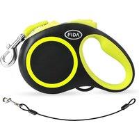 Fida Retractable Dog Lead, 5m/16ft Dog Leads for Medium Dogs up to 20KG, Extendable Lead with Green Reflective Ring for Daily Walking