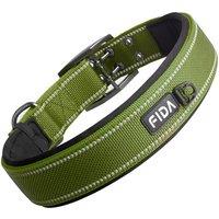 Fida Padded Dog Collar, Metal Belt Buckle Dog Collar with Double-Layer Webbing, Heavy Duty Collar for X-Large Dogs, Green XLarge (57cm-67cm) Green