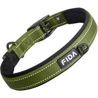 Fida Padded Dog Collar, Metal Belt Buckle Dog Collar with Double-Layer Webbing, Heavy Duty Collar for Large Dogs, Green Large (48cm-60cm) Green