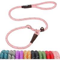 Fida Slip Lead For Dogs, 1.2m / 4FT Training Lead For Dogs, No Pull, No Choke, No Collar or Harness Needed(Pink) Large (1.3cm x 1.2m) Pink
