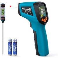 Tilswall Infrared Thermometer Gun, Laser Temperature Gun, -50C~600C (-58F~1112F) with Adjustable Emissivity, for Cooking/Pizza Oven/BBQ/Vehicle Re