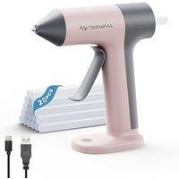 Tilswall 4V Glue Gun, Hot Glue Gun Cordless with Rapid 30s Preheat, Auto Shut-Off, Anti-drip Nozzle, and 20 Premium Glue Sticks, 2000mAh Type-C Rechar