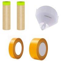 Tilswall Paint Sprayer Accessories, Includes Paint Strainer, 2 Rolls Masking Paper, and 2 Rolls of Yellow Painters Tape, Essential Accessories for Wal