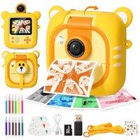 Kids Camera Instant Print, 7 Print Paper (4 Color: O/R/G/B+3 B&W), 2.4" Screen Instant Camera for Kids Ages 3-12,1080P, 180Flip Lens,32GB Card- Chri