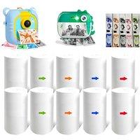 10 Rolls Multicolor Printer Paper for Kids Instant Print Camera, HD Printing Thermal Print Paper (Red/Orange/Blue/Green/Black) Colored 10