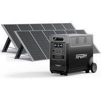 AFERIY Portable Power Station 3600W with 2x 400W Portable Solar Panel, Expandable 3.8-11.5kWh, Portable Power Station 3840Wh, Fast Charging, Silent So