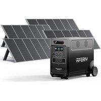 AFERIY Portable Power Station 3600W with 4x 400W Portable Solar Panel, Expandable 3.8-11.5kWh, Portable Power Station 3840Wh, Fast Charging, Silent So