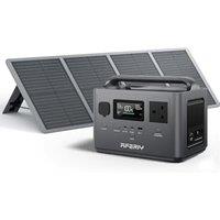 AFERIY 400W 256Wh Portable Power Station with 100W Solar Panel LiFePO4 Battery 1.5-hour Fast Charging, 5 Ports, Pure Sine Wave 230V Output, UPS Power