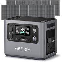 AFERIY 2800W Poratable Power Station with 2Pcs 400W Solar Panel, 220V-240V 2048Wh LFP Battery Backup,Solar Generator for Home,Outdoor Camping,Power Ou