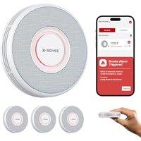 X-Sense Smart Wi-Fi Smoke Alarm with Voice Alerts and 17 Locations, Fire Alarm, 1.3 in (33 mm) Thick, XS0B-iR, 3-Pack