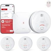 X-Sense Smart Smoke Alarm with SBS50 Base Station for Home with Magnetic Mount, Wireless Interlinked Fire Alarm, 10-Year Life and Replaceable Battery,
