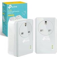 TP-Link TL-PA4010PKIT AV600 Passthrough Powerline Adapter, 100Mbps Powerline Network Adapters with Ethernet Ports, Integrated Power Socket, Power-Savi