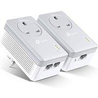 TP-Link TL-PA4022PKIT Passthrough Powerline Adapter Starter Kit, No Configuration Required, HD video streaming & Online Gaming, UK Plug AV600 Mbps+2 F
