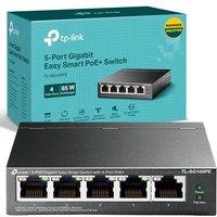 TP-Link TL-SG105PE Managed 5-Port Gigabit PoE Network Switch, 4 Port PoE+ Ethernet Splitter Extenders up to 65W Power Budget, Support Network Monitori