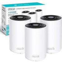 TP-Link Deco XE75(3-pack) AXE5400Mbps Whole Home Mesh WiFi 6E System, Tri-Band WiFi Booster, 3x Gigabit Ports, AI-Driven Mesh, Cover up to 7,200 ft2,