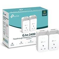 TP-Link PG2400PKIT Wired Passthrough G.hn 2400 Powerline Adapter, Faster G.hn Technology, Powerline Network Adapters with 2+2 Gigabit Ethernet Ports,