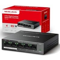 MERCUSYS MS105GP 5 Port Gigabit Network Switch, Ethernet Switch with 4-Port PoE+, 65W Total Budget , Metal Case, Desktop or Wall Mount, TP-Link Silent