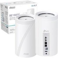 TP-Link Deco BE85(2-pack) Tri-Band BE19000Mbps Whole Home Mesh WiFi 7 System, Quad-Core CPU WiFi Extender Booster, Ultra-Fast 2x 10 Gbps Wired WAN/LAN
