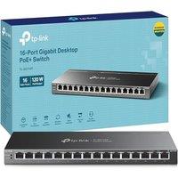 TP-Link TL-SG116P 16-Port Gigabit Desktop Network Switch, Dedicated 16-Port PoE+ Ethernet Splitter, 120 W Total Power Budget, Transmission up to 250 m