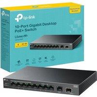 TP-Link LS1210GP 10-Port Gigabit Desktop with 8-Port PoE+ Switch , 1x Gigabit SFP Port Network Switch, 61 W PoE Budget, 30 W Output, Up to 250m Transm