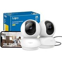 Tapo Wifi Indoor Camera, 2K 3MP Full HD Baby Camera, 360 Security Wireless Pet Camera, Night Vision, Work with Alexa & Google Home, 2 Pack C210P2 (P