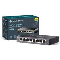 TP-Link ES208G 8 Port Gigabit Network Switch, Omada Ethernet Switch, Ethernet Splitter, Metal Case, Easy Cloud Managment, Silent operation, Energy Sav