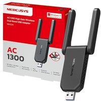 MERCUSYS MA32H TP-Link AC1300 3.0 USB WiFi Dongle for PC, Dual-Band USB WiFi Adapter for PC, Two High Gain Antennas, Win10/11, MU-MIMO, Plug&Play, WPA