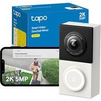Tapo D130 2K 5MP Doorbell Camera Wired, AI Detection,180 Head-to-Toe View, Video Doorbell, No Monthly Fee, 2 Way Audio, IP65 Colour Night View, Ring
