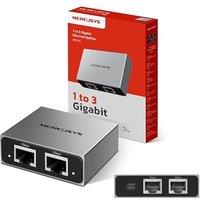 NEW MERCUSYS MEH35 Ethernet Splitter, 1 to 3 Gigabit Network Switch,1000Mbps High-Speed Ethernet Switch,Aluminum Alloy Casing,Plug and Play,LAN RJ45 I