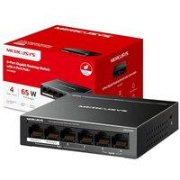 NEW MERCUSYS MS106GP 6 Port Gigabit PoE Switch, Network Switch with 4-Port PoE+, 65W Total Budget, 2 Uplink Ports, Metal Case, Desktop & Wall Mount, S
