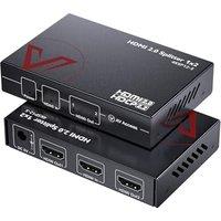 AV Access 1 in 2 Out UHD 4K@60Hz 1080p@120Hz HDMI 2.0 Splitter with Auto Downscaling,18Gbps Zero Latency, 12 4K HDMI Splitter with HDR10 and 3D, HD