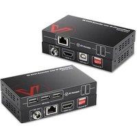 AV Access 120M/390ft 4K KVM Extender over TCP/IP Ethernet, 120Hz High Fresh Rate, 16 Sets DIP Switch, 3 Ports USB 2.0, 4K@30Hz 1080P@120Hz over Single