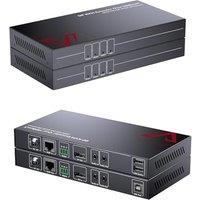 AV Access 100M(328ft) DisplayPort 1.2 KVM Extender (HDBaseT), 4K@30Hz DP KVM Extender, 2-Way RS232 and One Way PoE, 2 Port USB 2.0, DP/Keyboard/Mouse