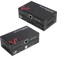 AV Access HDMI USB KVM Extender Dual Monitor Over Cat5e/6/6a/7 up to 1080p@60Hz 197ft, Zero Latency Extended Dual View, Display 2 Monitors with 4 USB