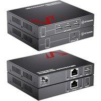AV Access HDbaseT USB 3.2 Extender Over Ethernet Cat6a/7 100M/330FT, 4 USB 3.2 Ports 5Gbps for Long Distance Extension, 6.6FT USB C to A Cable Include