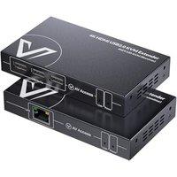 AV Access 4K HDMI KVM Extender, 120m/394ft Ethernet Extender Over Cat5e/6, 1080P@120Hz, 3X USB 2.0 Ports, Zero-Latency, Plug and Play, KVM Webcam Exte