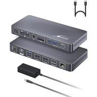 AV Access Docking Station 3 Monitors, 8K@30Hz Single Display, Dual/Triple 4K HDMI/DP Display, USB C Dock with 100W Laptop Charging, 10Gbps USB C/A, Et