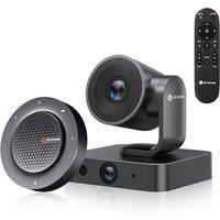 All-in-One Conference System, 4K AI PTZ Webcam with Dual Lens + Wireless USB/Bluetooth Speakerphone, AI Framing & Presenter Tracking, 15x Zoom, 360