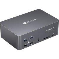 (Desktop only) AV Access KVM Switch 3 Monitors 2 Computers 8K@60Hz, 1G Ethernet for 2 PCs, with Remote Controller, 3xUSB 3.0, Docking Station Triple M