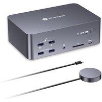 AV Access KVM Switch 3 Monitors 2 Computers, USB C Laptop + HDMI/2DP Desktop KVM Dock, 8K Display, 100W PD Charging, 10Gbps USB Hub, Always-On 1G Ethe
