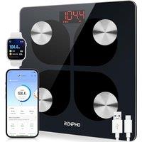 RENPHO USB Rechargeable Smart Body Fat Scales, Digital Bathroom Weighing Scale Bluetooth Scale with Baby Mode, Body Composition Monitor for Body Weigh