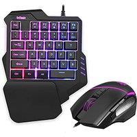 RedThunder One-Handed RGB Gaming Keyboard and Mouse Combo, 35-Key Mini Gaming Keyboard, 6400 DPI Ergonomic Mouse, Portable Game Controller for PC PS4