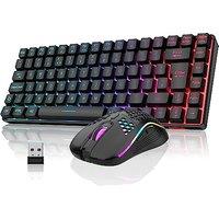 RedThunder K84 75% Wireless Gaming Keyboard and Mouse Rainbow Backlight UK Layout 85 Keys TKL Ultra Compact Mini Design Lightweight Honeycomb Gaming M