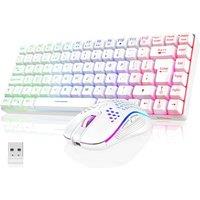 RedThunder K84 75% Wireless Gaming Keyboard and Mouse Rainbow Backlight UK Layout 85 Keys TKL Ultra Compact Mini Design Lightweight Honeycomb Gaming M