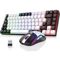 RedThunder K84 75% Wireless Gaming Keyboard and Mouse Rainbow Backlight UK Layout 85 Keys TKL Ultra Compact Mini Design Lightweight Honeycomb Gaming M